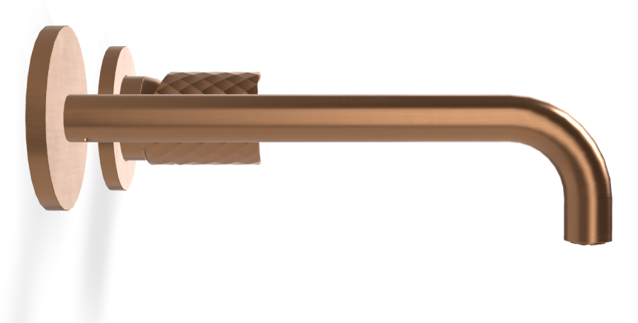 Смеситель для раковины Carlo Frattini Spillo Tech, ручка X Collection, настенный, с донным клапаном Click-Clack, излив 200 мм, внешняя часть, цвет брашированная янтарная бронза - изображение 2