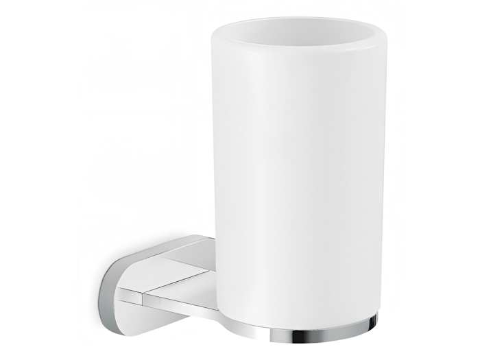 На изображении товар Стакан Newform, чёрная керамика, настенный держатель, цвет PVD brushed gun metal от официального представителя в Москве