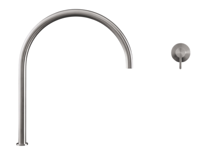 На изображении товар Смеситель CeaDesign Innovo, настенный, однорычажный, без излива, внешняя часть, сталь, цвет сатинированная нержавеющая сталь от официального представителя в Москве