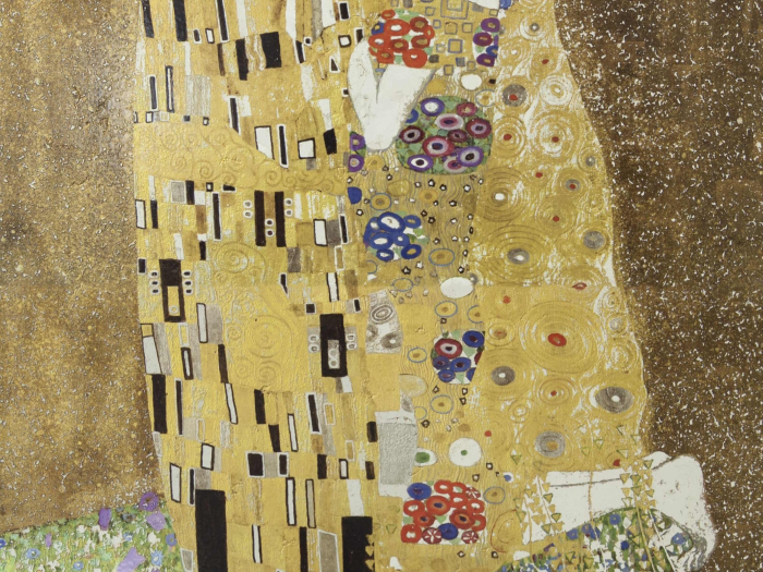 На изображении товар Akros Venezia Камень Artworks collection 2017 Klimt Inspiration The Kiss panel metallizzato 100x140x1 от официального представителя в Москве