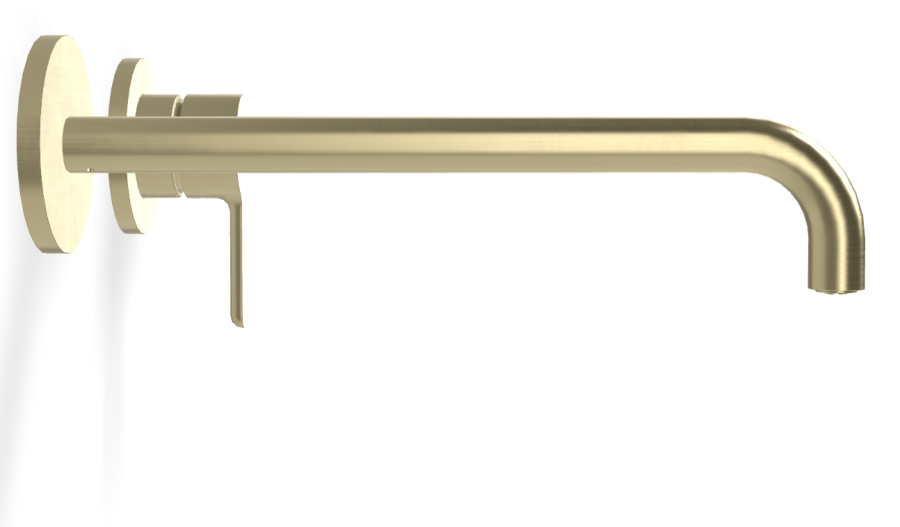 Смеситель для раковины Carlo Frattini Snap, настенный, однорычажный, с донным клапаном Click-Clack, излив 250 мм, внешняя часть, цвет брашированная шампань - изображение 2