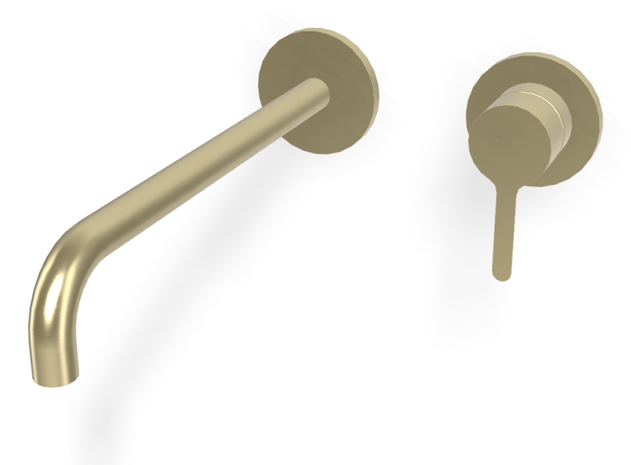 Смеситель для раковины Carlo Frattini Snap, настенный, однорычажный, с донным клапаном Click-Clack, излив 250 мм, внешняя часть, цвет брашированная шампань