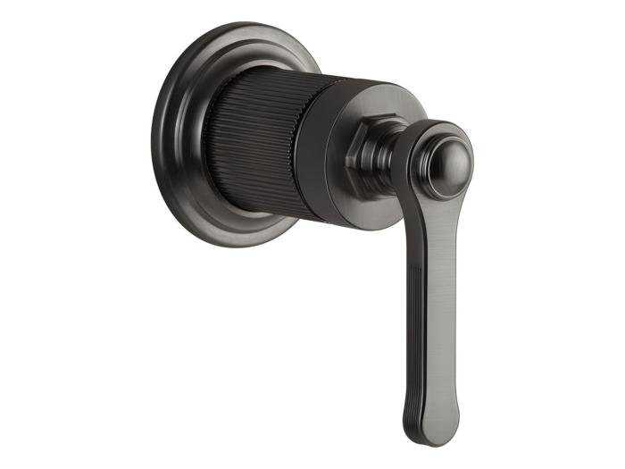 На изображении товар Смеситель Gessi Venti20, настенный, на 1 выход, внешняя часть, цвет Black Metal Brushed PVD от официального представителя в Москве