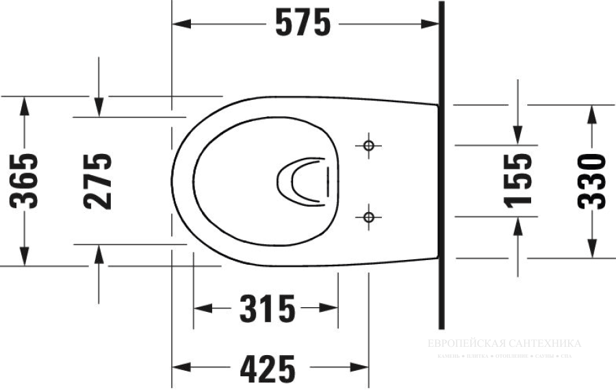 Унитаз Duravit Architec подвесной, 365 x 575 мм, Rimless®, цвет белый - изображение 3