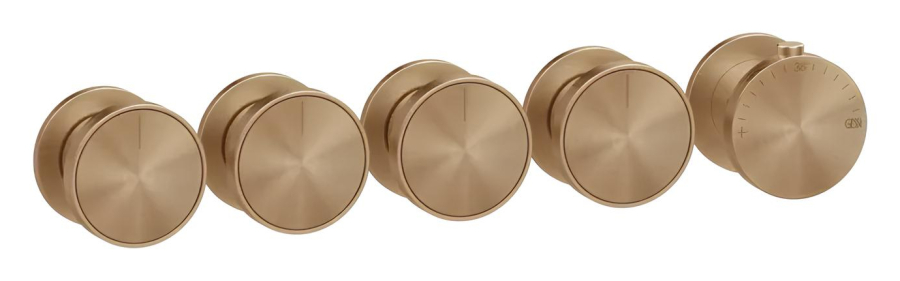 Термостат Gessi Origini, с 4 независимыми выходами, встраиваемый, цвет Warm Bronze Br. PVD