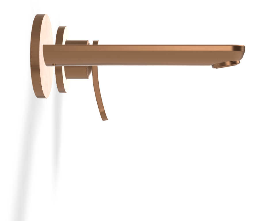 Смеситель для раковины Carlo Frattini Flo, настенный, с донным клапаном Click-Clack, L-169 мм, внешняя часть, цвет брашированная янтарная бронза - изображение 2