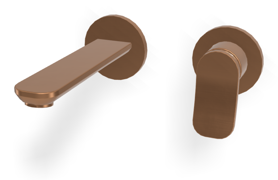 Смеситель для раковины Carlo Frattini Flo, настенный, с донным клапаном Click-Clack, L-169 мм, внешняя часть, цвет брашированная янтарная бронза