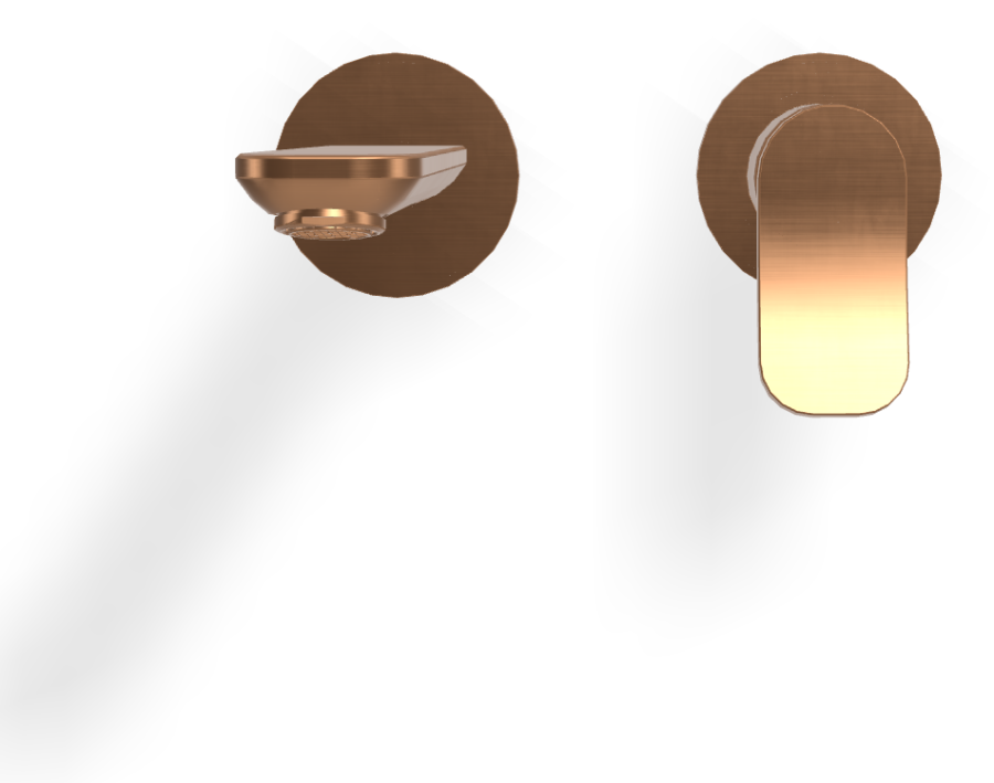 Смеситель для раковины Carlo Frattini Flo, настенный, с донным клапаном Click-Clack, L-169 мм, внешняя часть, цвет брашированная янтарная бронза - изображение 1