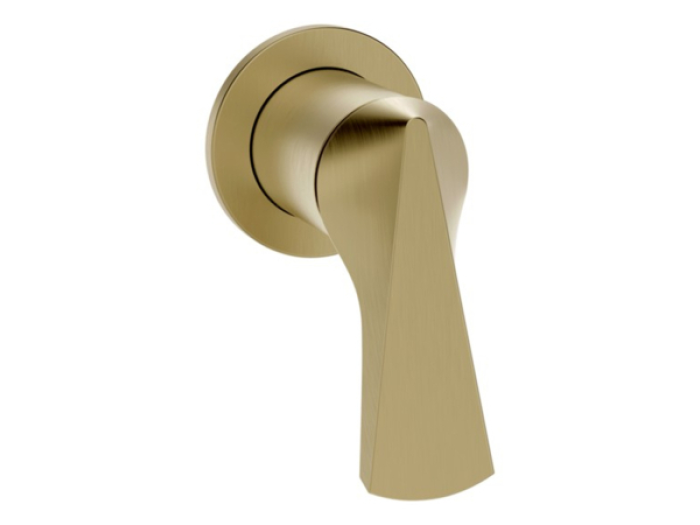 На изображении товар Смеситель для ванны/душа Gessi Ventaglio, настенный, на 1 выход, встраиваемый, внешняя часть, цвет Brushed Brass PVD от официального представителя в Москве