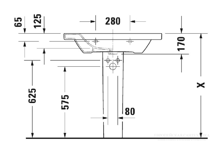 Раковина Duravit DuraStyle для мебели, 800x480 мм, с 1 отверстием под смеситель, цвет белый с покрытием WonderGliss - изображение 8