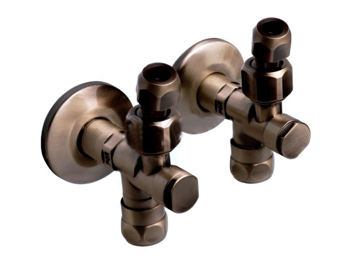На изображении товар Вентиль запорный Nicolazzi, угловой, комплект из 2х штук, цвет темная бронза от официального представителя в Москве