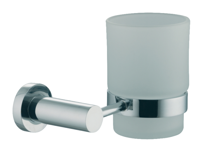 На изображении товар Стакан Carlo Frattini Rotola, с настенным держателем, из матового стекла, цвет хром от официального представителя в Москве