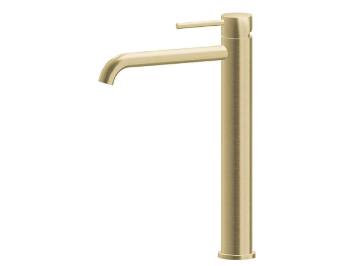 На изображении товар Смеситель для раковины Newform X-steel 316, H321 мм, однорычажный, на 1 отверстие, без донного клапана, цвет PVD Brushed Pale gold от официального представителя в Москве