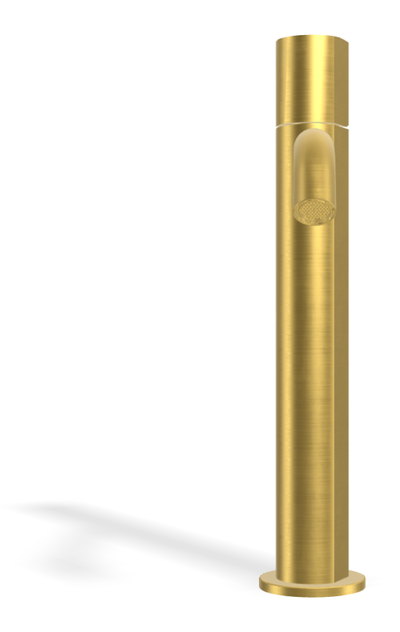 Смеситель для раковины Carlo Frattini SO, с донным клапаном Click-Clack, 2 гибкими шлангами, без ручки, L-205 мм, цвет золото брашированное - изображение 1