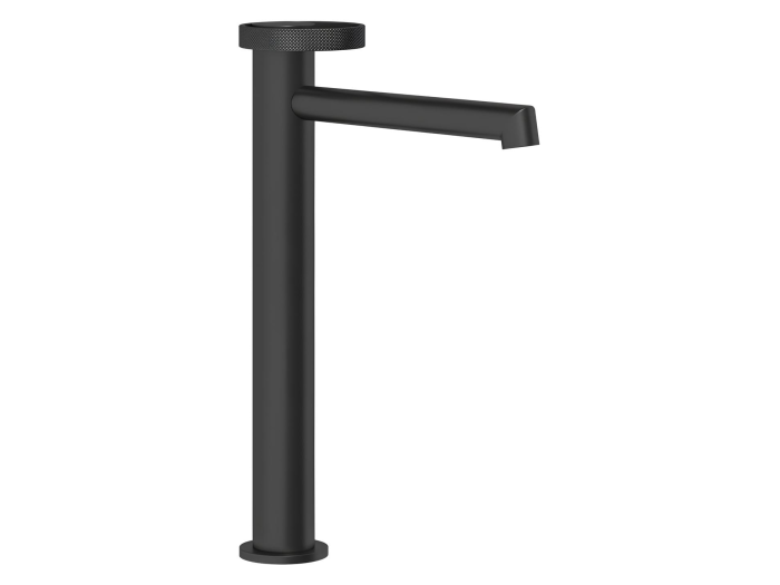 На изображении товар Смеситель для раковины Gessi Anello, высокий, длинный излив, цвет Matte Black от официального представителя в Москве
