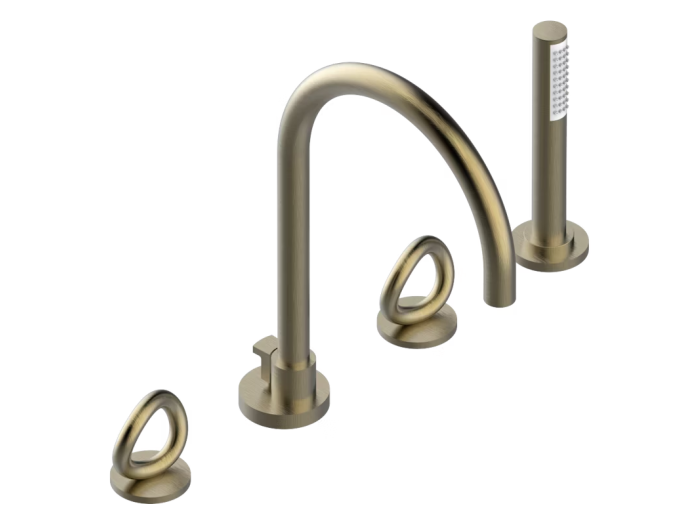 На изображении товар Смеситель THG О, для ванны, на 4 отв. с изливом, цвет матовая бронза от официального представителя в Москве