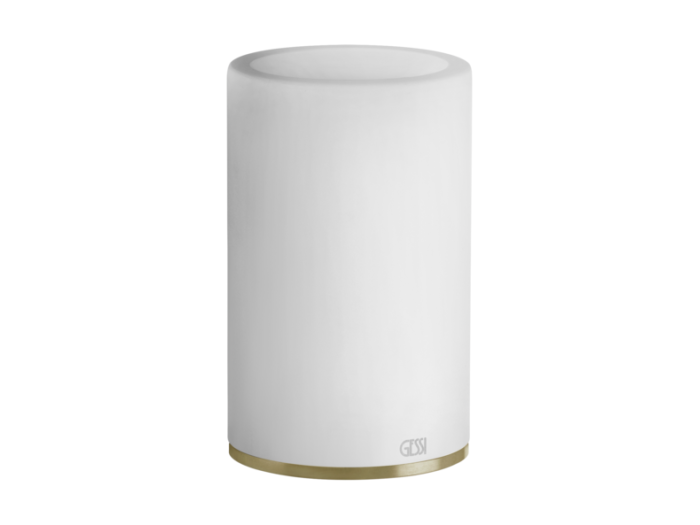 На изображении товар Стакан Gessi 316, настольный, белый композитный материал, цвет Brass Brushed PVD от официального представителя в Москве