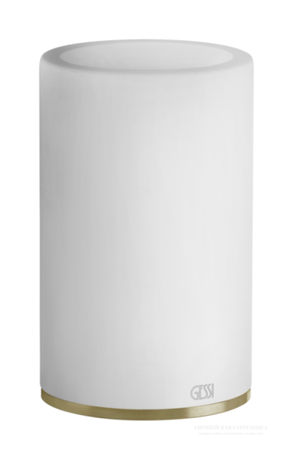 Стакан Gessi 316, настольный, белый композитный материал, цвет Brass Brushed PVD