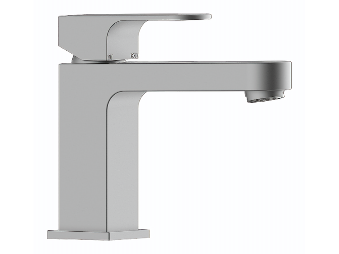 На изображении товар Смеситель для раковины Bossini Gillo-M h136 мм, однорычажный, на 1 отверстие, излив 152 мм, донный клапан Click-Clack, цвет Brushed Nickel от официального представителя в Москве