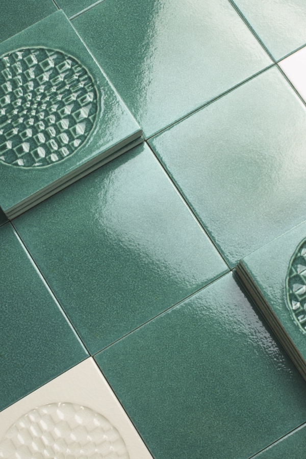 Iris ceramica Керамическая плитка BDA Citta di Faenza Geo verde decor glossy 15x15 - изображение 1