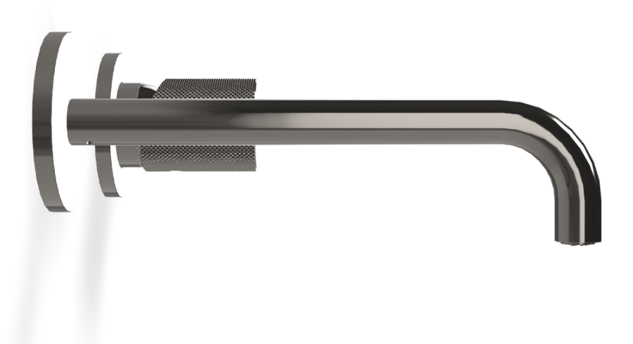 Смеситель для раковины Carlo Frattini Spillo Tech, ручка G Collection, настенный, с донным клапаном Click-Clack, излив 200 мм, внешняя часть, цвет чёрный хром - изображение 2
