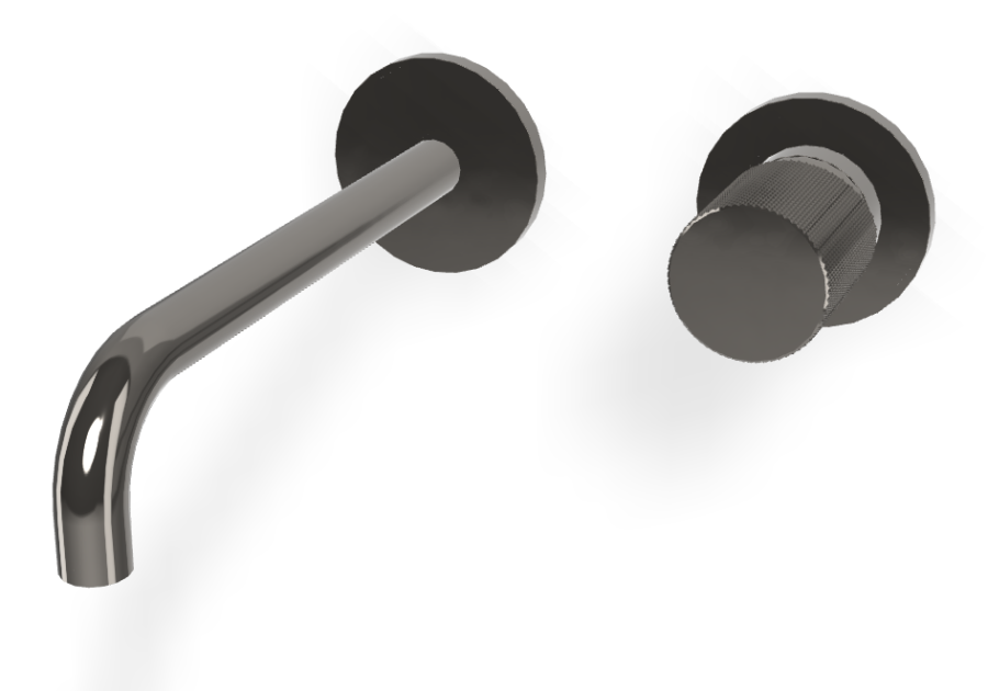 Смеситель для раковины Carlo Frattini Spillo Tech, ручка G Collection, настенный, с донным клапаном Click-Clack, излив 200 мм, внешняя часть, цвет чёрный хром