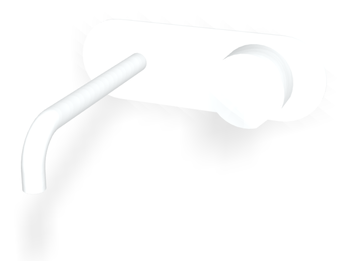 На изображении товар Смеситель для раковины Carlo Frattini SO, настенный, без ручки, с донным клапаном Click-Clack, излив 200 мм, внешняя часть, цвет белый матовый от официального представителя в Москве