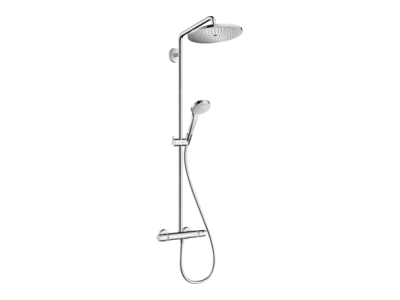 На изображении товар Душевая система Hansgrohe Croma Select 280 Air 1jet Showerpipe, с термостатом, цвет хром от официального представителя в Москве