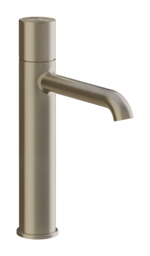 Смеситель для раковины Gessi Habito, h266 мм, на 1 отверстие, излив 164 мм, без донного клапана, с соединительными шлангами, цвет Finox Brushed Nickel