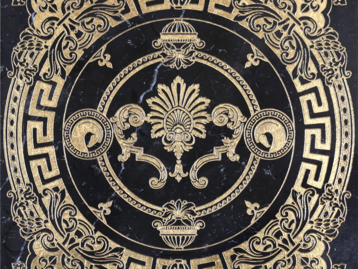 На изображении товар Akros Venezia Камень Luxurious Hellenic DIM Nero Marquinia Gold 40X40X1 от официального представителя в Москве