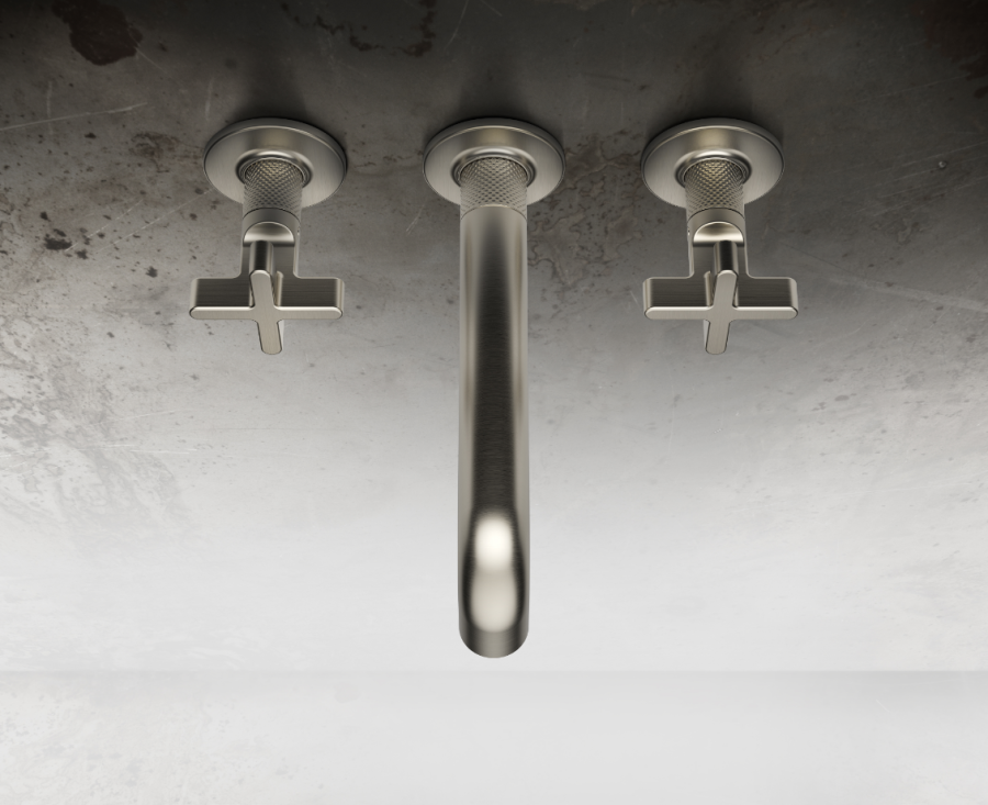 Cмеситель для раковины Gessi Inciso, на 3 отверстия, c средним изливом, без донного клапана, встраиваемый, цвет Brushed Brass PVD - изображение 1