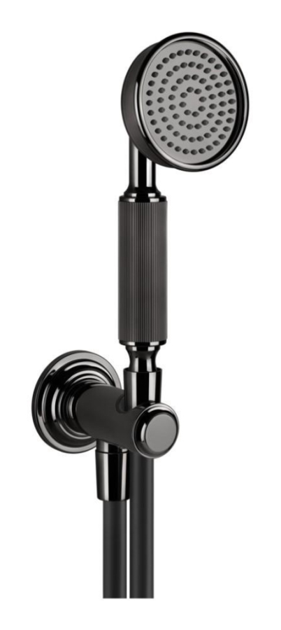 Ручной душ Gessi Venti20, с держателем, шланговым подсоединением и шлангом, лейкой с защитой от известкового налёта, Н-259 мм, Black Metal PVD