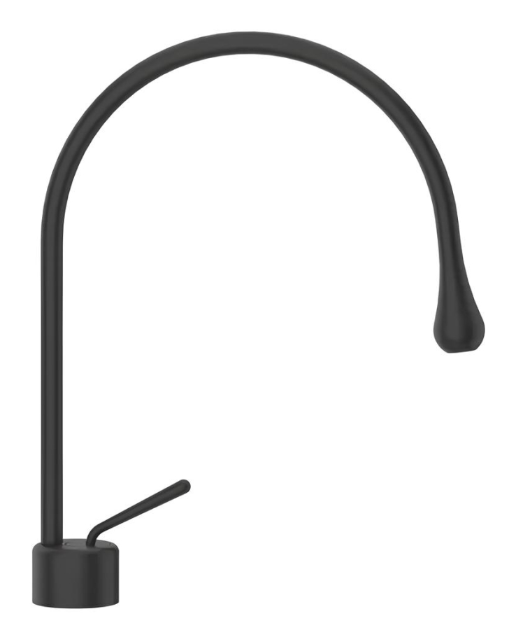 Cмеситель для раковины Gessi Goccia, излив 244 мм, без донного клапана, цвет Matte Black