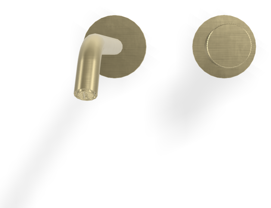 Смеситель для раковины Carlo Frattini Spillo Tech, ручка X Collection, настенный, с донным клапаном Click-Clack, излив 210 мм, внешняя часть, цвет брашированная шампань - изображение 1