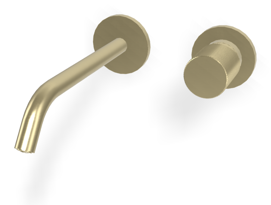 Смеситель для раковины Carlo Frattini Spillo Tech, ручка X Collection, настенный, с донным клапаном Click-Clack, излив 210 мм, внешняя часть, цвет брашированная шампань