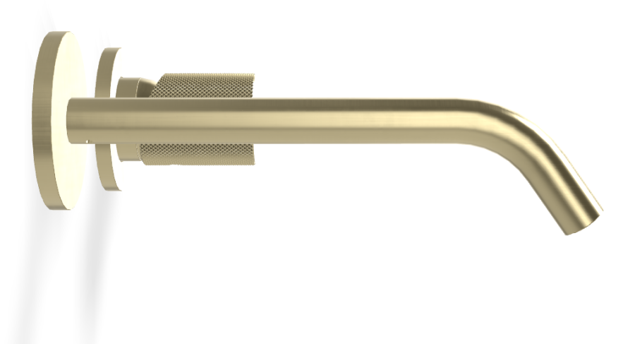 Смеситель для раковины Carlo Frattini Spillo Tech, ручка X Collection, настенный, с донным клапаном Click-Clack, излив 210 мм, внешняя часть, цвет брашированная шампань - изображение 2
