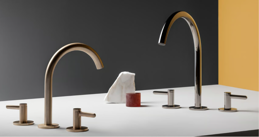 Смеситель для раковины Zucchetti Isy22, двухвентильный, на 3 отверстия, поворотный излив, цвет Brushed Chocolate PVD - изображение 1