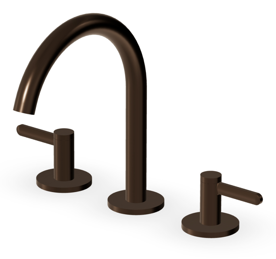 Смеситель для раковины Zucchetti Isy22, двухвентильный, на 3 отверстия, поворотный излив, цвет Brushed Chocolate PVD