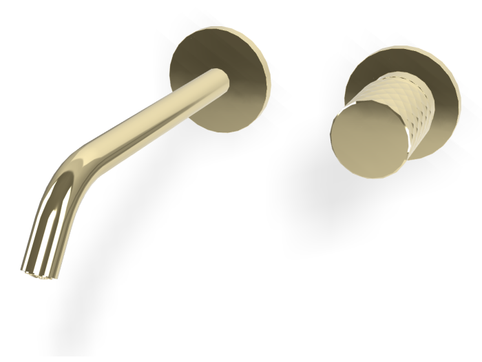 На изображении товар Смеситель для раковины Carlo Frattini Spillo Tech, ручка X Collection, настенный, с донным клапаном Click-Clack, излив 210 мм, внешняя часть, цвет шампань от официального представителя в Москве