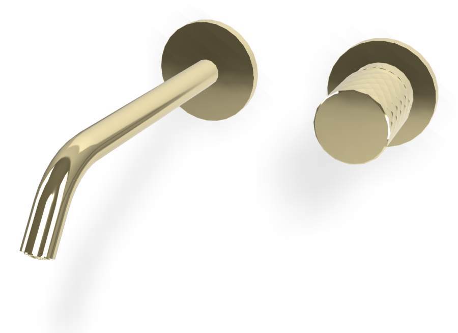 Смеситель для раковины Carlo Frattini Spillo Tech, ручка X Collection, настенный, с донным клапаном Click-Clack, излив 210 мм, внешняя часть, цвет шампань