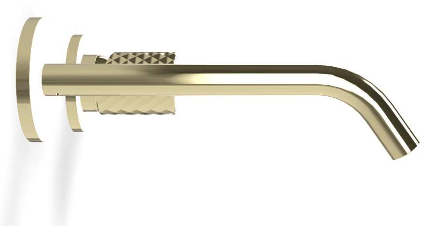 Смеситель для раковины Carlo Frattini Spillo Tech, ручка X Collection, настенный, с донным клапаном Click-Clack, излив 210 мм, внешняя часть, цвет шампань - изображение 2