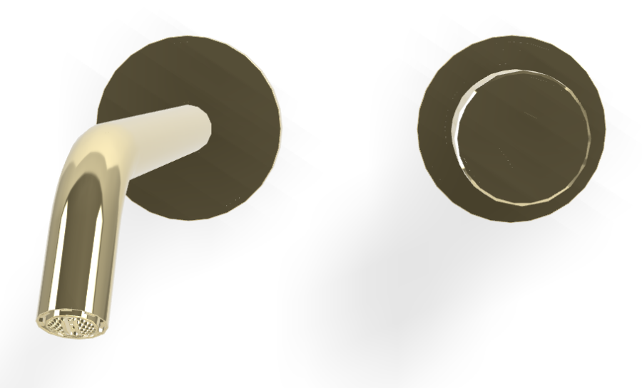 Смеситель для раковины Carlo Frattini Spillo Tech, ручка X Collection, настенный, с донным клапаном Click-Clack, излив 210 мм, внешняя часть, цвет шампань - изображение 1