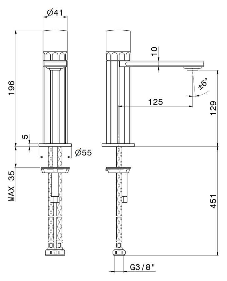 Смеситель для раковины Newform Ionika Allure, высота 196 мм, однорычажный, на 1 отверстие, без донного клапана, цвет PVD Br. Stainless Steel - изображение 1