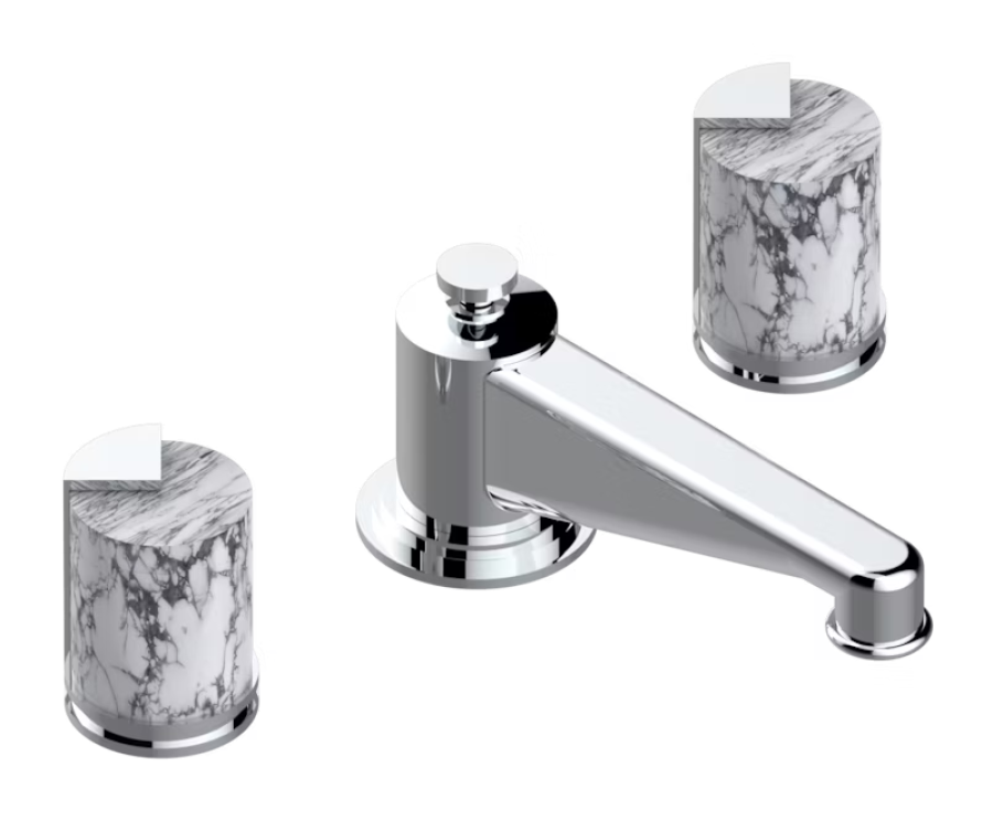 Смеситель для раковины THG Le 9 Howlite, на 3 отверстия, для мраморной столешницы, донный клапан, цвет хром