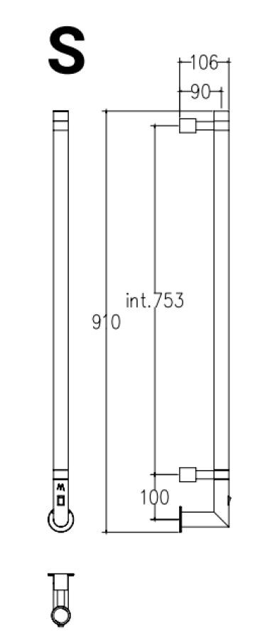 Полотенцесушитель Margaroli Arcobaleno, электрический, с крючком, 910х106 мм, цвет Black Matt - изображение 2
