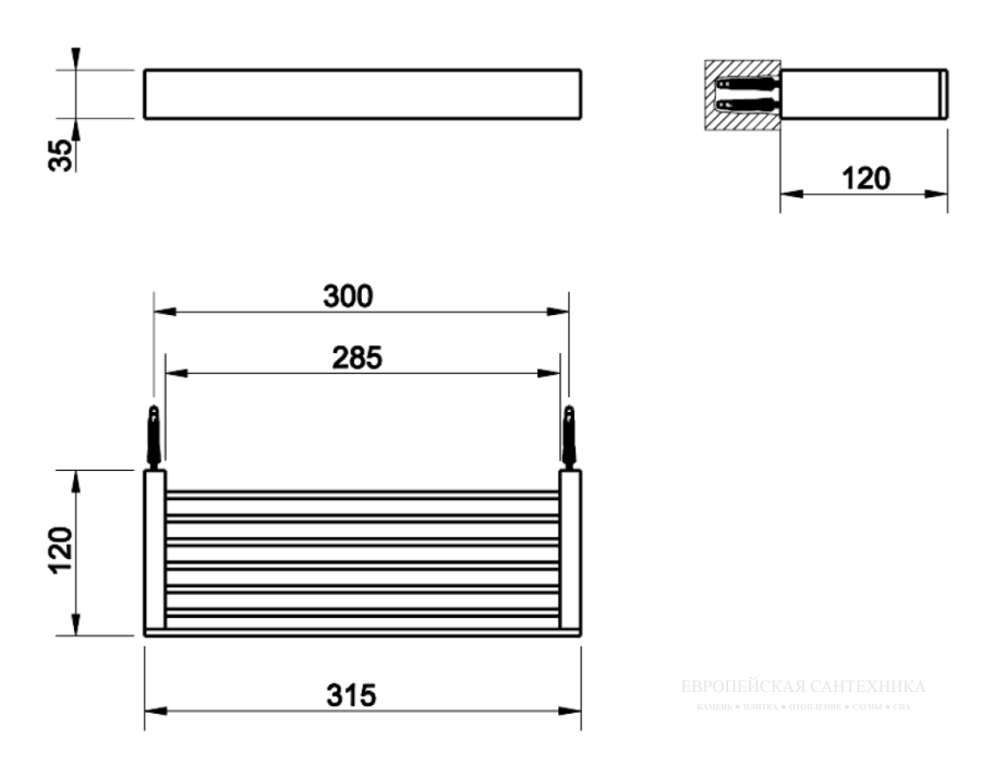 Полка Gessi Rettangolo, настенная, 300хh35 мм, цвет Finox Brushed Nickel - изображение 1
