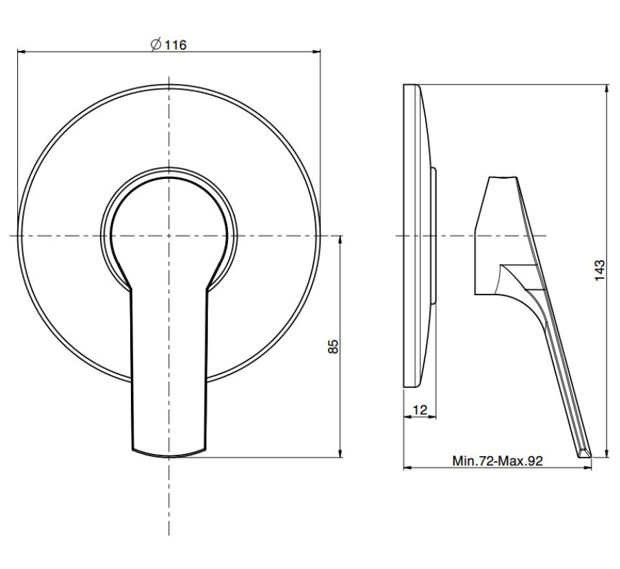 Смеситель для душа Carlo Frattini Serie 4, настенный, Н-143 мм, внешняя часть, цвет хром - изображение 1