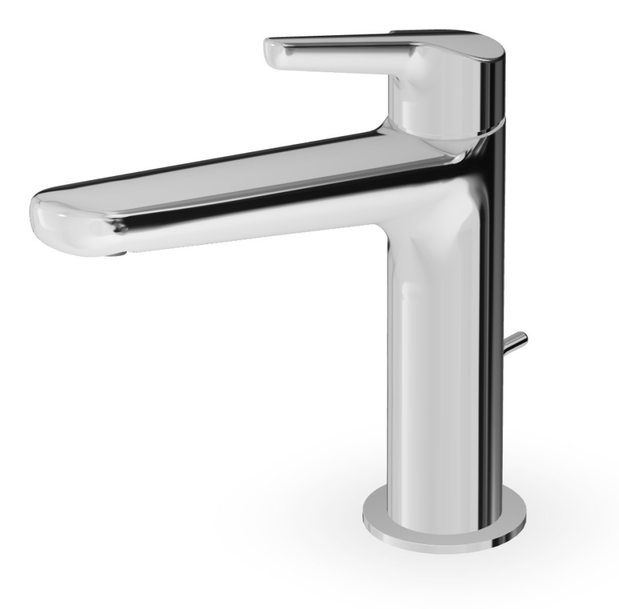 Смеситель для раковины Zucchetti Medameda, однорычажный, с удлиненным изливом, донный клапан, цвет хром