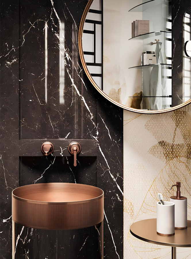 Стакан Gessi Inciso, настольный, ⌀75х127 мм, цвет White/Copper PVD - изображение 3