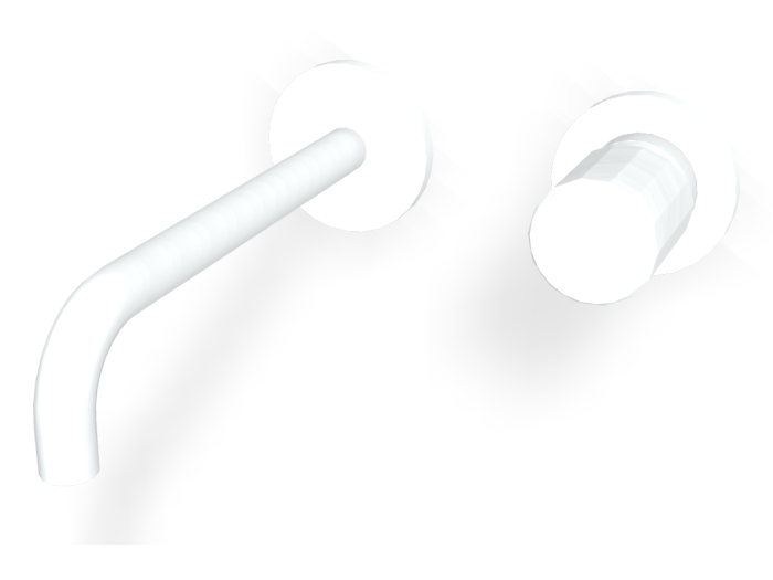 На изображении товар Смеситель для раковины Carlo Frattini Spillo Tech, ручка V Collection, с донным клапаном Click-Clack, излив 200 мм, внешняя часть, цвет белый матовый от официального представителя в Москве